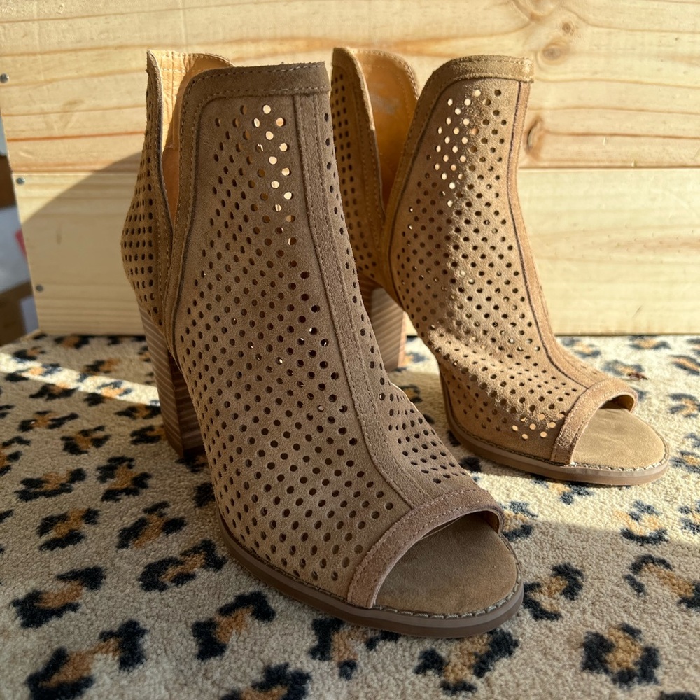 Lucky Brand Perforated Suede Booties